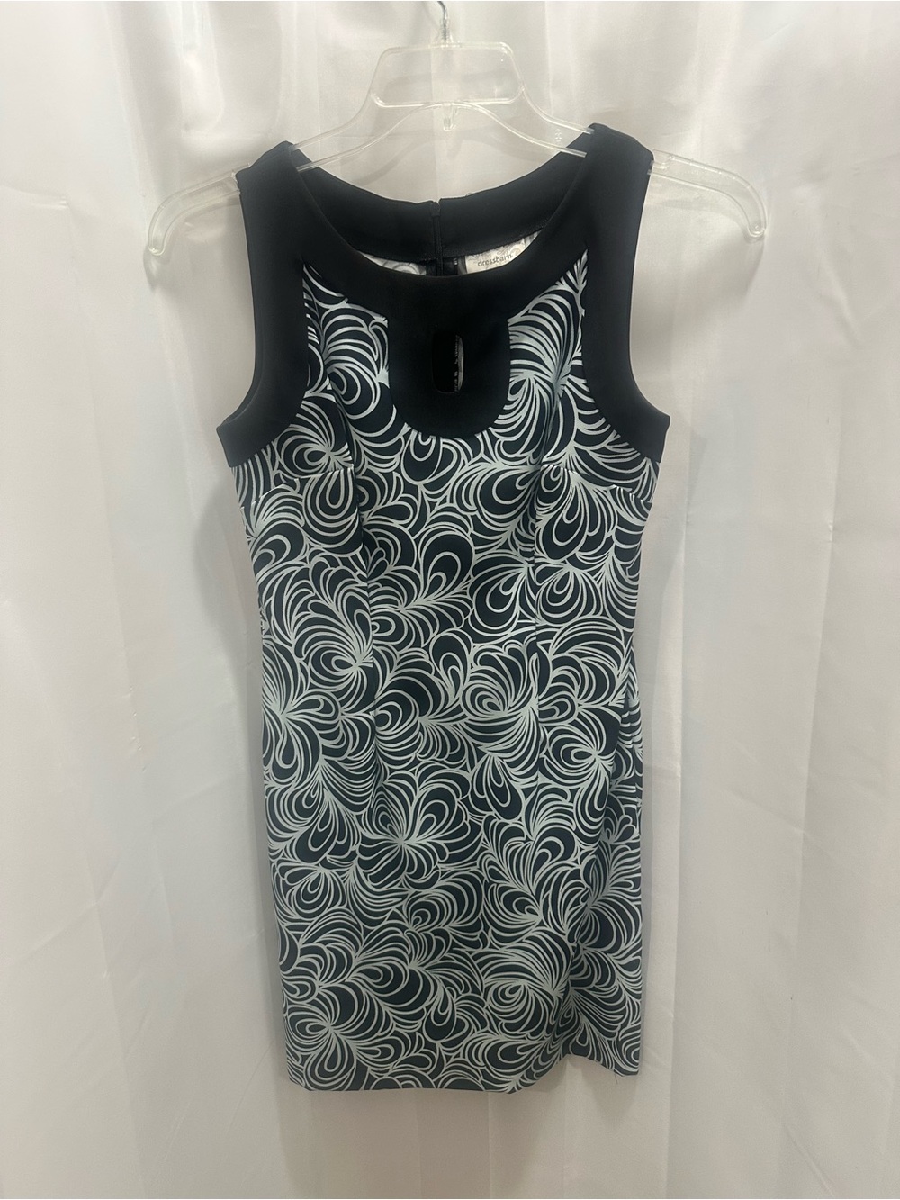 dressbarn Black & White Swirl Midi Sheath Dress